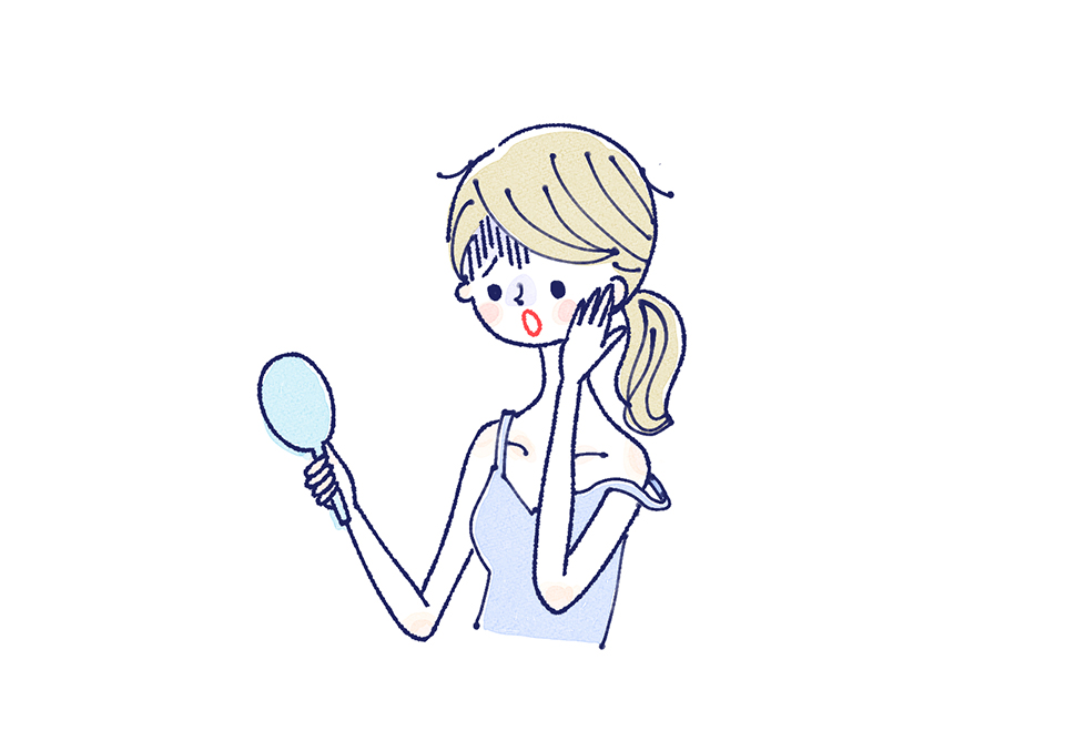 鏡を見るわたし